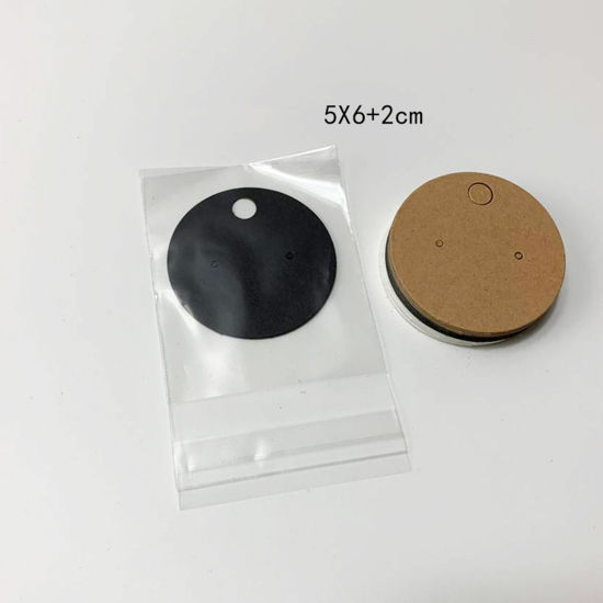 Paper Jewelry Earrings Display Card Brown Yellow Round 40mm Dia., 1 Packet ( 100 PCs/Packet) の画像