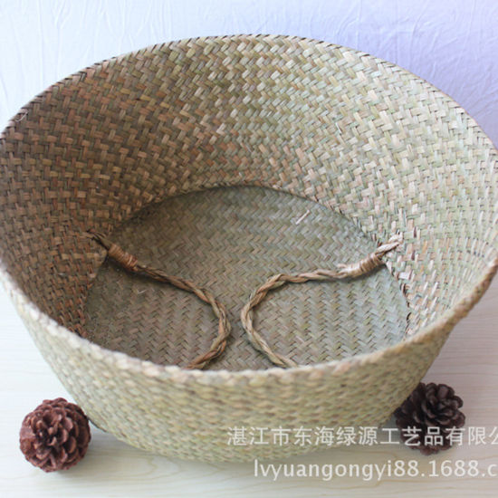 Image de Sac Panier Boîte de Rangement Stockage en Rotin Gris Pliable 26cm x 23cm, 1 Pièce