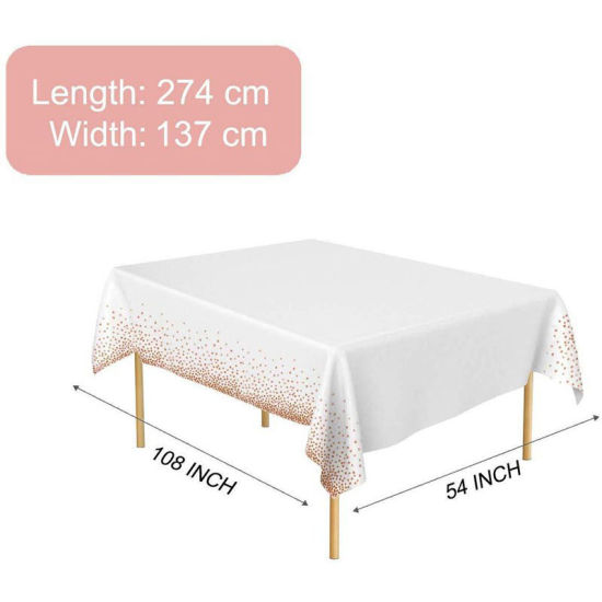 Image de Nappe en PEVA Étanche Résistant à l'Huile Jetable Blanc à Pois 1 Pièce