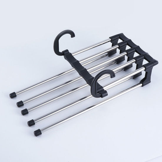 ステンレス鋼 多機能ズボン用ハンガー 黒 多層 34cm x 14.5cm, 1 個 の画像