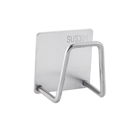 Image de Argent Mat - Support à éponge mural en acier inoxydable 304 lisse en acier inoxydable solide, support de cuisine, salle de bains 4.5x4.5x3.5cm, 1 pièce