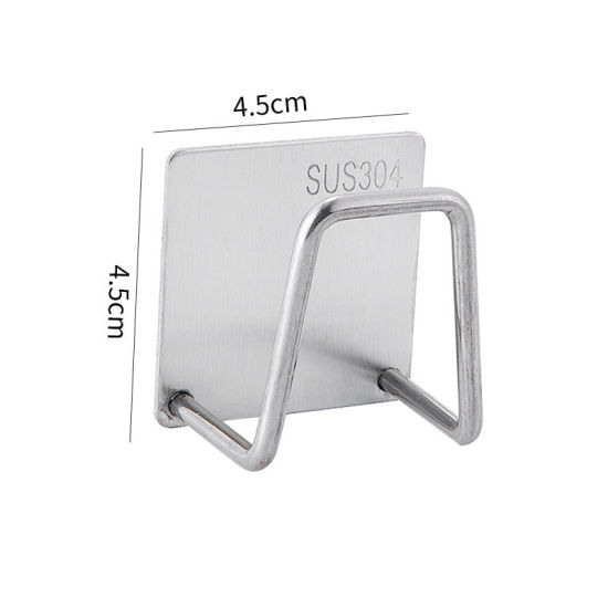Image de Argent Mat - Support à éponge mural en acier inoxydable 304 lisse en acier inoxydable solide, support de cuisine, salle de bains 4.5x4.5x3.5cm, 1 pièce