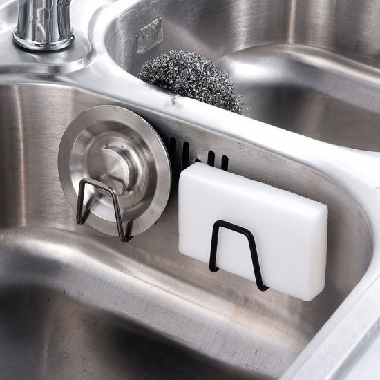 Image de Argent Mat - Support à éponge mural en acier inoxydable 304 lisse en acier inoxydable solide, support de cuisine, salle de bains 4.5x4.5x3.5cm, 1 pièce