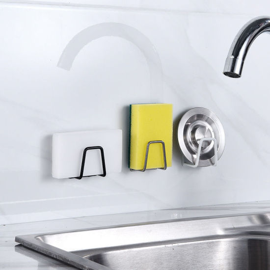 Image de Argent Mat - Support à éponge mural en acier inoxydable 304 lisse en acier inoxydable solide, support de cuisine, salle de bains 4.5x4.5x3.5cm, 1 pièce