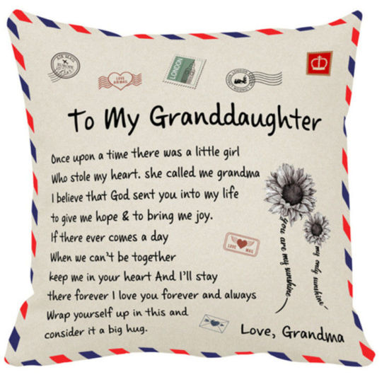 ベージュ-Grandma To Granddaughterメッセージレター封筒ピーチスキンベルベットピローケーススローピローカバーアニバーサリーギフト45x45cm、1 個 の画像