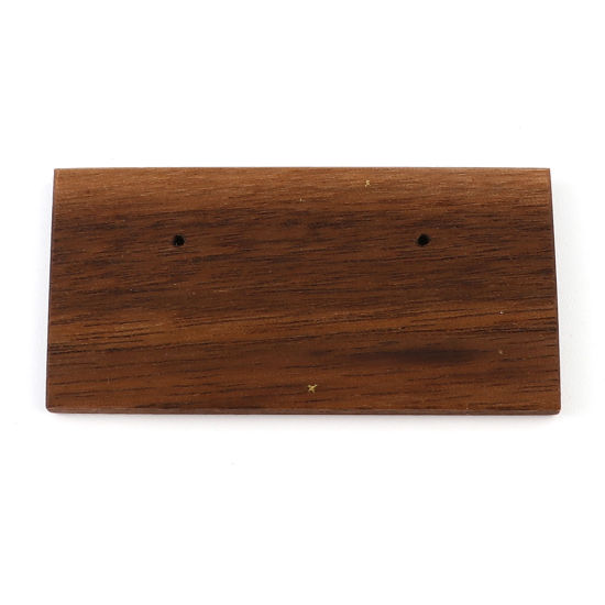 Picture of Walnut Jewelry Earrings Displays Rectangle Dark Brown 6cm x 3cm, 1 Piece