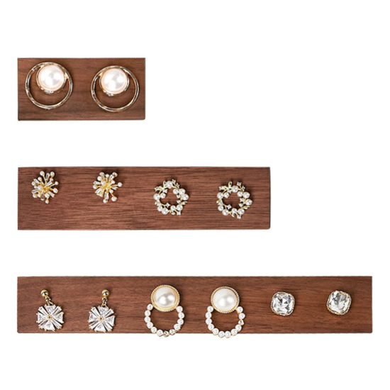 Picture of Walnut Jewelry Earrings Displays Rectangle Dark Brown 6cm x 3cm, 1 Piece