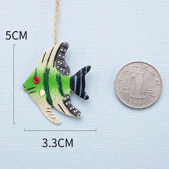Image de Vert - Poisson Tacheté Style Méditerranéen Accessoires De Filet De Pêche Ornements En Résine Décoration De La Maison Artisanat 3.3x5cm, 1 Pièce