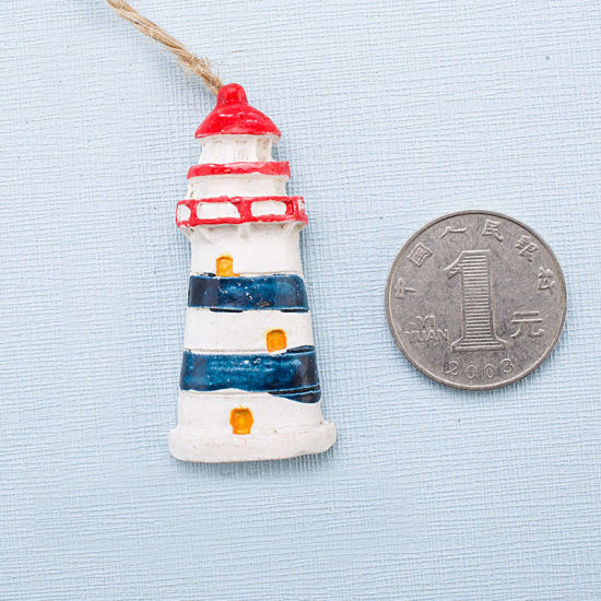 Image de Multicolore - Phare Style Méditerranéen Accessoires De Filet De Pêche Ornements En Résine Décoration De La Maison Artisanat 2.2x5cm, 1 Pièce