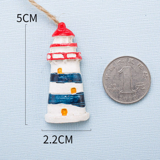 Image de Multicolore - Phare Style Méditerranéen Accessoires De Filet De Pêche Ornements En Résine Décoration De La Maison Artisanat 2.2x5cm, 1 Pièce