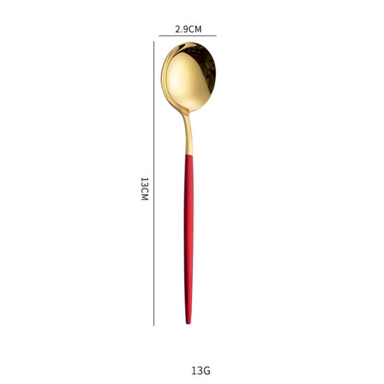 赤-410ステンレス鋼ティースプーン食器ギフト13x2.9cm、1個 の画像