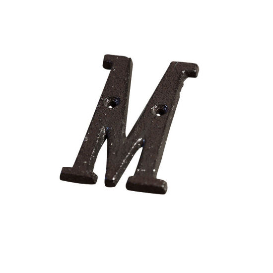 Image de Noir - Lettre M Fer Forgé Créatif DIY Plaque De Porte Accessoires De Maison 4.5x7.5cm, 1 Pièce