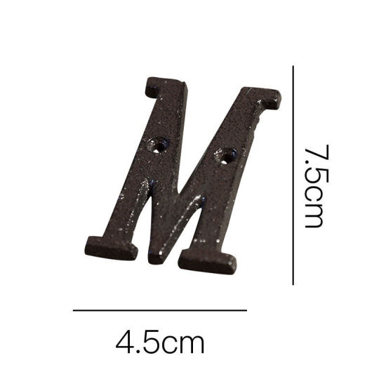 Image de Noir - Lettre M Fer Forgé Créatif DIY Plaque De Porte Accessoires De Maison 4.5x7.5cm, 1 Pièce