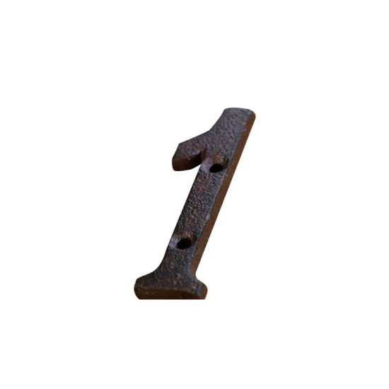 Image de Noir - Accessoires de maison de plaque de porte bricolage créatifs en fer forgé numéro 1 2x7.5cm, 1 pièce