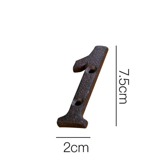 Image de Noir - Accessoires de maison de plaque de porte bricolage créatifs en fer forgé numéro 1 2x7.5cm, 1 pièce