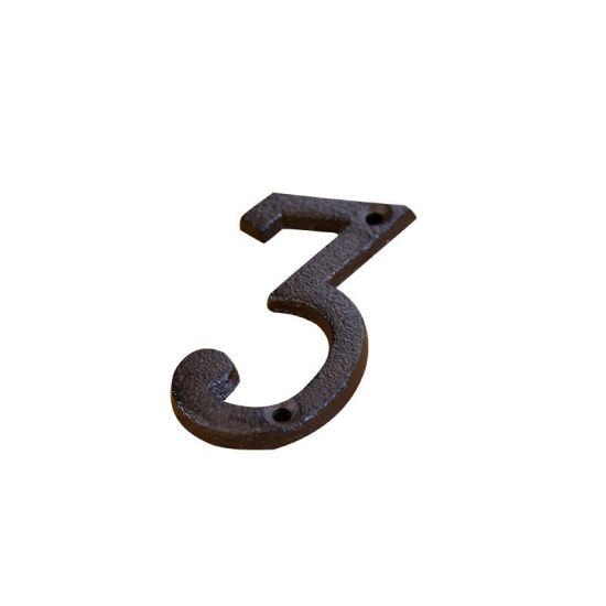 Image de Noir - Accessoires de maison de plaque de porte bricolage créatif numéro 3 en fer forgé 4x7.5cm, 1 pièce