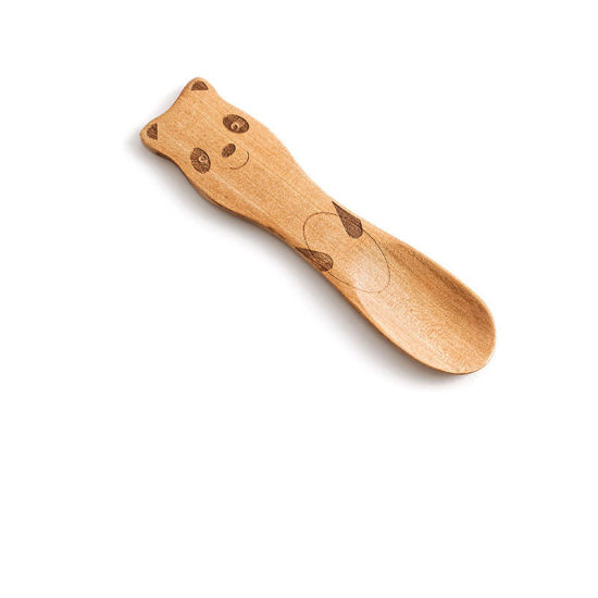 Image de Marron clair - 3 # Vaisselle de couverts en Bois Naturel Écologique pour enfants de dessin animé mignon 2.8x12cm, 1 pièce