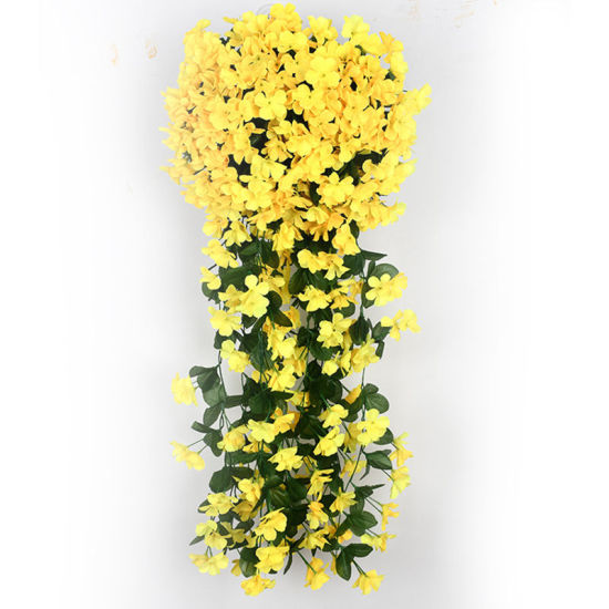 Image de Jaune - Fleurs Violet Vine en Faux Soie Simulation Décoration de la Maison 90cm de long, 1 Bouquet