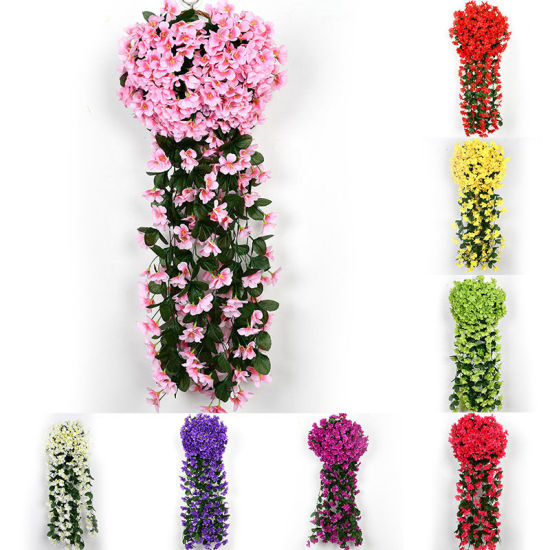 Image de Vert - Fleurs Violet Vine en Faux Soie Simulation Décoration de la Maison 90cm de long, 1 Bouquet