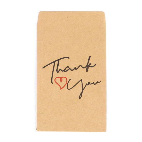 Image de Sacs en Papier en Papier Papier Craft Forme Rectangle Cœur Mots" THANK YOU " 12.5cm x 7.2cm, 20 Pcs