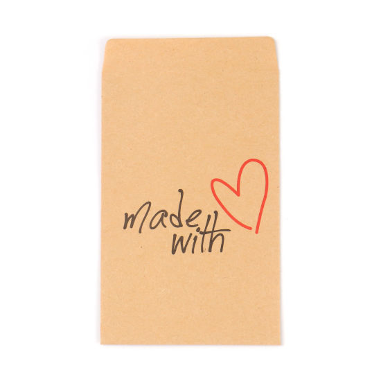 Image de 20 Pcs Sacs en Papier en Papier Kraft Brun Forme Rectangle Cœur Mots" made with " 12.5cm x 7.2cm