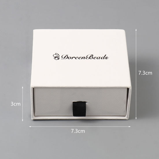 纸+スポンジ ジュエリーギフト 梱包配送ボックス 正方形 黒 + 白 8cm x 8cm x 3.5cm 、 1 個 の画像