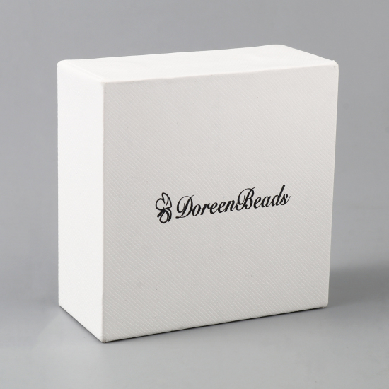 纸+スポンジ ジュエリーギフト 梱包配送ボックス 正方形 黒 + 白 8cm x 8cm x 3.5cm 、 1 個 の画像
