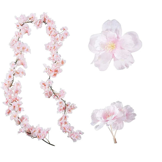 Image de Rose clair - Sakura Fleur Guirlandes Vignes en Faux Soie Artificielle Pour Fête De Mariage Maison Mur Jardin Décoration 170cm de long, 1 Pièce