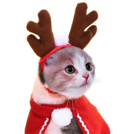 コーヒー-クリスマスアントラーズヘッドバンドペット猫犬服新年ドレスアップコスプレコスチューム、1 着 の画像