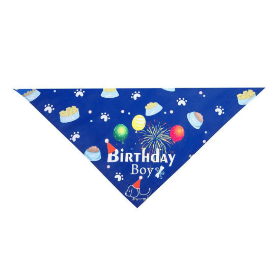 1 Piece Polyester Cute Pet Neckerchief Dark Blue Triangle Fireworks 63cm x 43cm の画像
