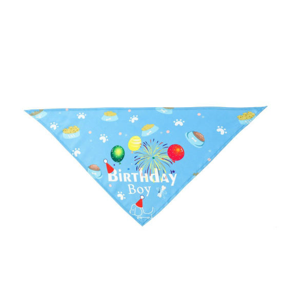 1 Piece Polyester Cute Pet Neckerchief Skyblue Triangle Fireworks 63cm x 43cm の画像
