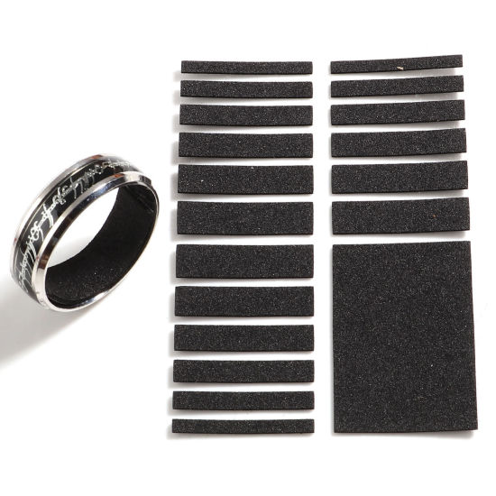 Image de Outils à Bijoux en Eponge & Silicone Ajusteur de Bague Noir Coller sur 17.6cm x 11cm, 2 Pièces