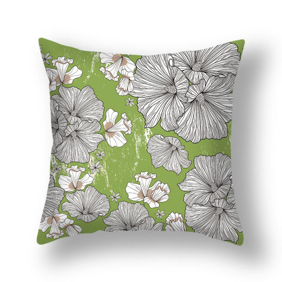Image de Vert - 10 # Taie d'oreiller carrée en velours à motif de fleurs de Pâques Décoration textile à la maison 45x45cm, 1 pièce