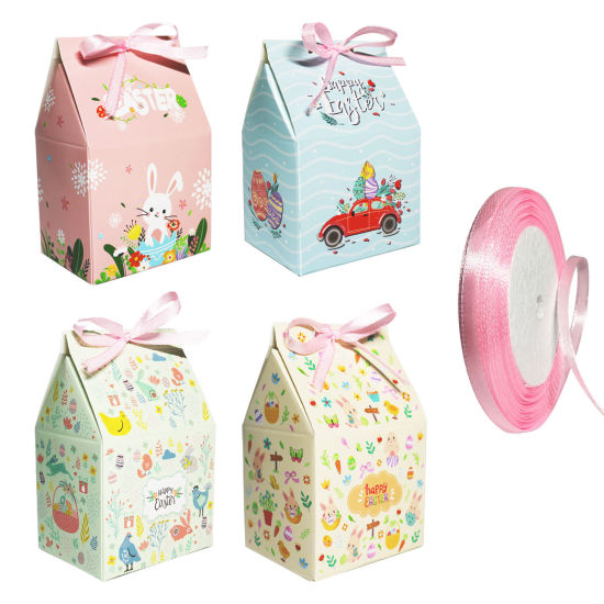 Image de Boîtes à Emballer en Papier au Style Jour de Pâques Multicolore Forme Lapins 10.5cm x 7cm x 5cm 1 Kit