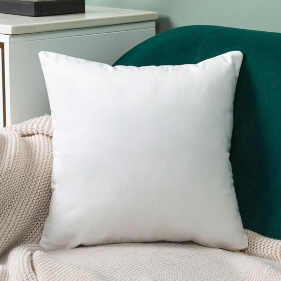 1 Piece Velvet Simple Solid Color Pillow Cases White Square 40cm x 40cm の画像