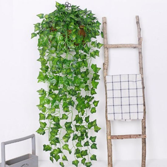 1 Bunch Fabric Artificial Pot Plants Ivy Green Hanging Basket Decoration 95cm の画像