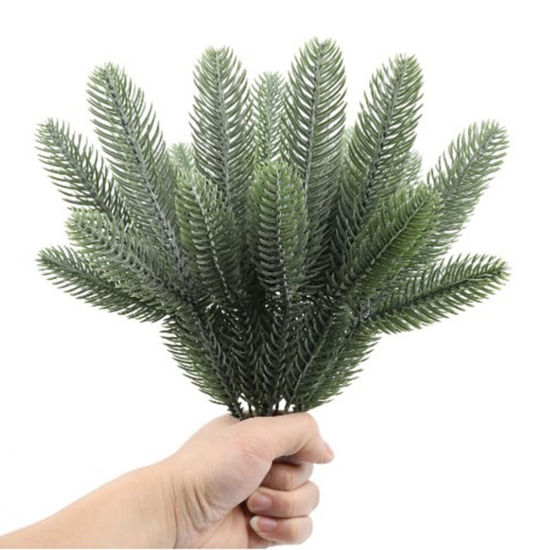 6 PCs Plastic Artificial Flower Pine Needles Green 26cm の画像
