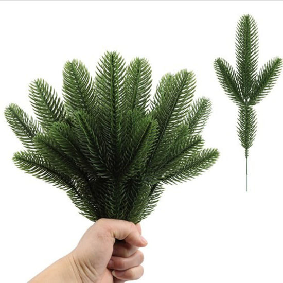 6 PCs Plastic Artificial Flower Pine Needles Green 26cm の画像