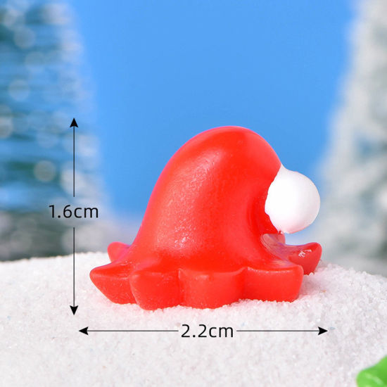 樹脂 可愛い かわいい キュート マイクロランドスケープミニチュアデコレーション 赤 クリスマスの帽子 2.2cm x 1.6cm、 1 個 の画像