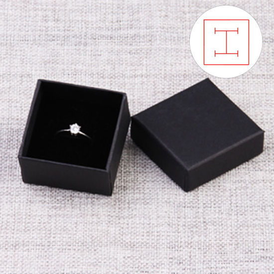 Image de 2 Pcs Boîte à bijoux en Papier Carré Noir 5cm x 5cm x 3cm