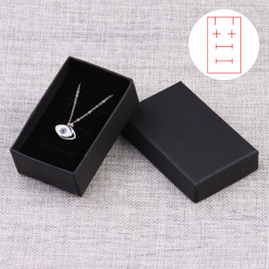 Image de 2 Pcs Boîte à Bijoux pour Collier Bracelet Bague Emballage Cadeau en Papier Rectangle Noir 8cm x 5cm x 3cm