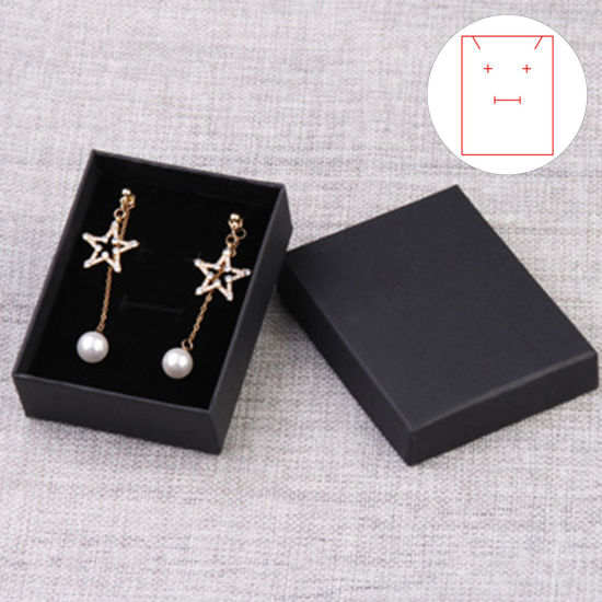 Image de 2 Pcs Boîte à Bijoux pour Collier Bracelet Bague Emballage Cadeau en Papier Rectangle Noir 9cm x 7cm x 3cm