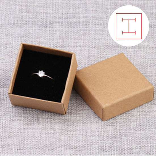 2 個 紙 ジュエリー アクセサリー用ラッピング ギフト包装 正方形 ブラウン 5cm x 5cm x 3cm の画像
