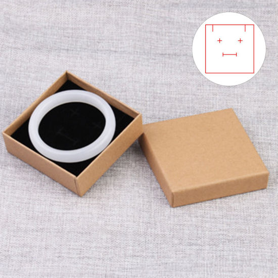 2 個 紙 ジュエリー アクセサリー用ラッピング ギフト包装 正方形 ブラウン 9cm x 9cm x 3cm の画像