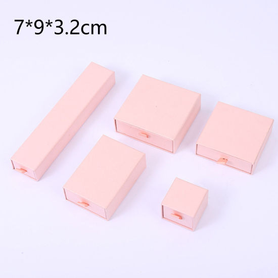 Imagen de 1 Unidad Caja de Regalo de Joyería con Cajón Extraíble Papel de Rectángulo , Color rosa 9cm x 7cm x 3.2cm
