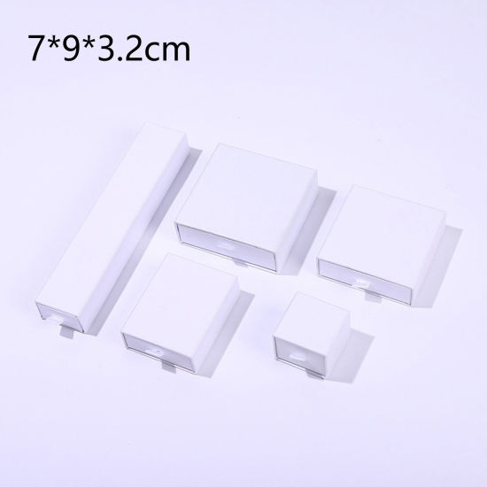 Imagen de 1 Unidad Caja de Regalo de Joyería con Cajón Extraíble Papel de Rectángulo , Blanco 9cm x 7cm x 3.2cm