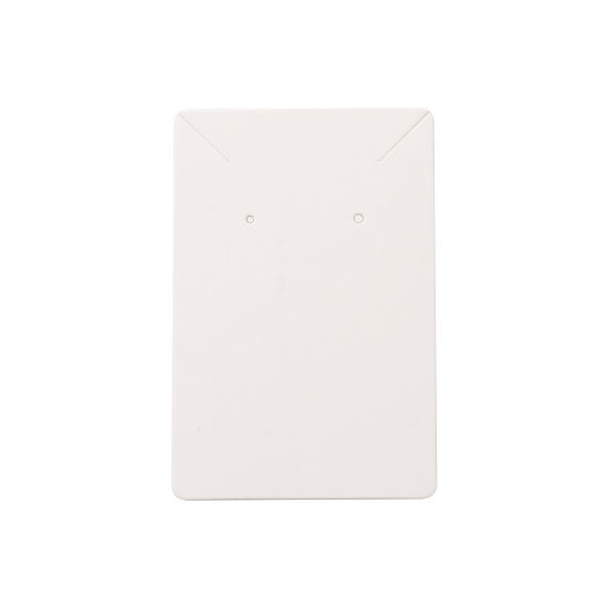 Image de 100 Sheets Paper Jewelry Display Card White Rectangle 9cm x 6cm