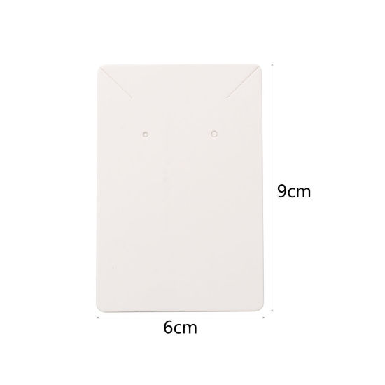 Image de 100 Sheets Paper Jewelry Display Card White Rectangle 9cm x 6cm