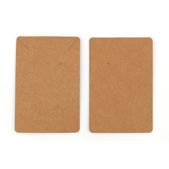 Image de 100 Pièces Papier Carte Présentoir à Bijoux de Collier et Boucles d'Oreilles en Papier Rectangle Brun 9cm x 6cm