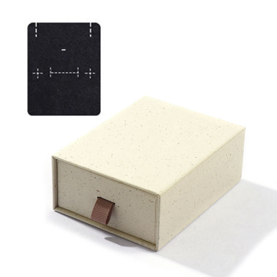 2 個 紙 引き出し式 ジュエリーギフトボックス 長方形 ベージュ色 9cm x 7cm x 3.5cm の画像